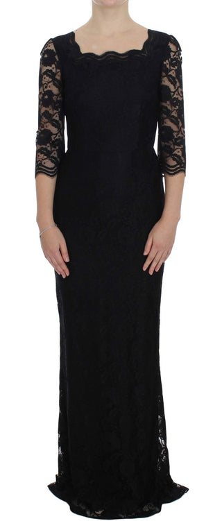 Elegant Black Floral Lace Maxi Dress - Luxury for You