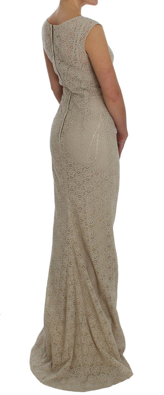 Elegant Beige Floral Cutout Maxi Dress - Luxury for You