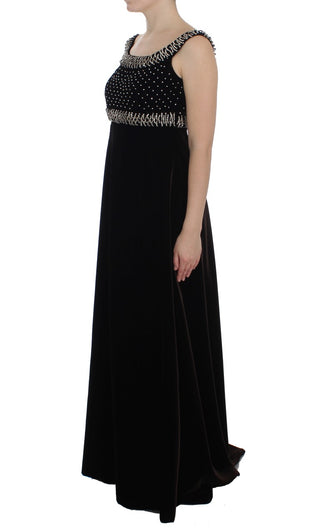 Elegant Brown Velvet Crystal Gown - Luxury for You