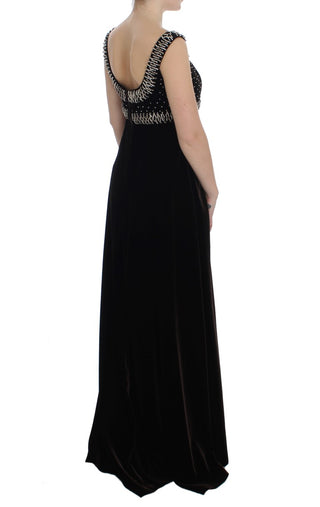 Elegant Brown Velvet Crystal Gown - Luxury for You