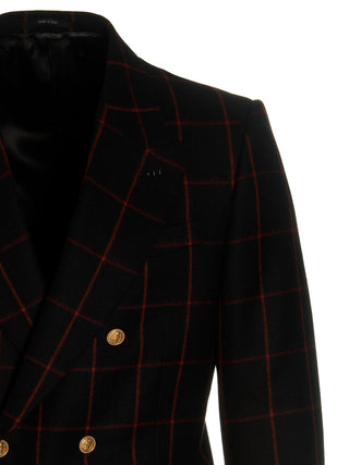 Double-breasted Check Blazer