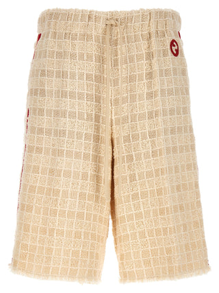 Contrast Band Tweed Bermuda Shorts