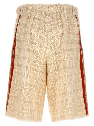 Contrast Band Tweed Bermuda Shorts