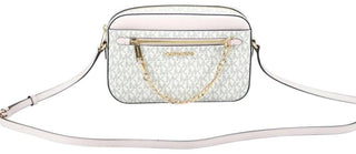 Jet Set Item Large East West Signature Leather Zip Chain Crossbody Handbag (vanilla Pvc/powder Blush) - Luxury for You