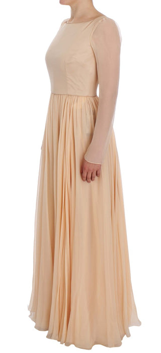 Elegant Beige Silk Full Length Sheath Dress - Luxury for You