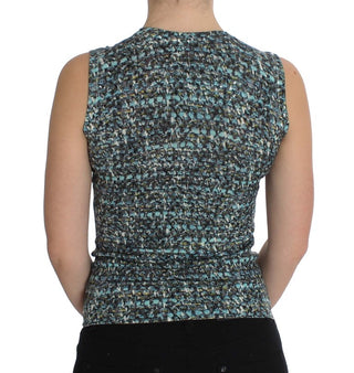 Elegant Blue Wool Vest Pullover Top - Luxury for You