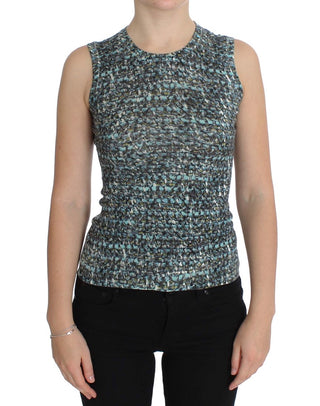 Elegant Blue Wool Vest Pullover Top - Luxury for You