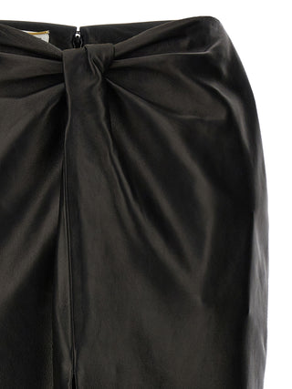 Ruched Detail Leather Skirt