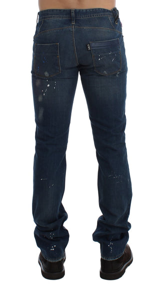 Chic Blue Wash Painted Slim Fit Jeans - Luxury for You