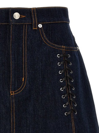 Lace-up Denim Skirt