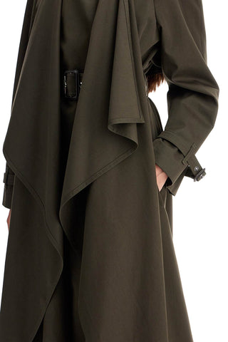 Double-breasted Trench Coat With Draped