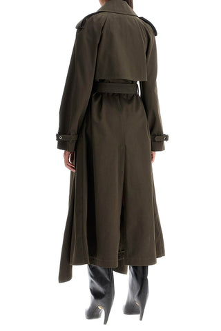 Double-breasted Trench Coat With Draped