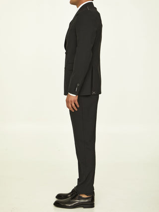 Black Stretch Wool Suit