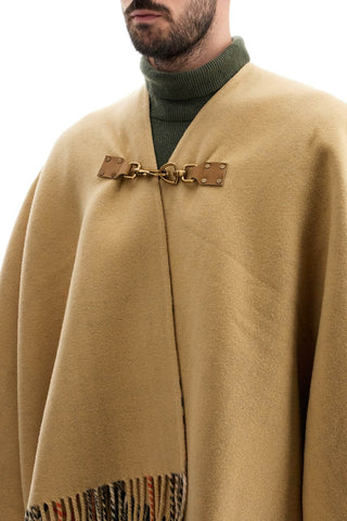 Wool Cape With Fringes.