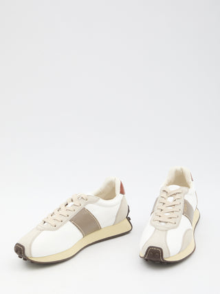 Sneakers In Leather And Technical Fabric