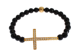 Gold Plated Sterling Bracelet With Cz Diamond Cross - Luxury for You