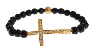 Gold Plated Sterling Bracelet With Cz Diamond Cross - Luxury for You