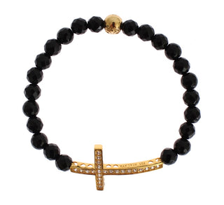 Gold Plated Sterling Bracelet With Cz Diamond Cross - Luxury for You