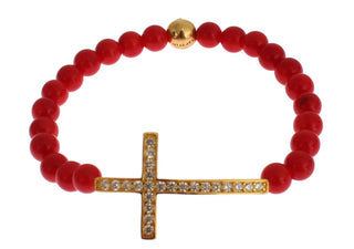 Elegant Gold And Red Coral Beaded Bracelet - Luxury for You