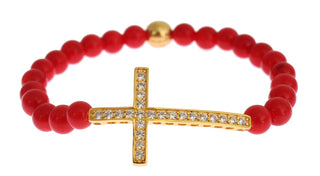 Elegant Gold And Red Coral Beaded Bracelet - Luxury for You