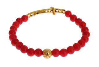 Elegant Gold And Red Coral Beaded Bracelet - Luxury for You