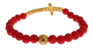 Elegant Gold And Red Coral Beaded Bracelet - Luxury for You