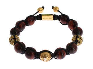 Radiant Red Tiger Eye & Cz Gold Bracelet - Luxury for You