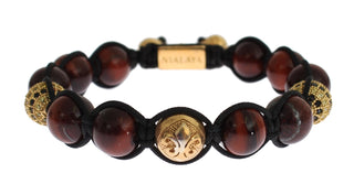 Radiant Red Tiger Eye & Cz Gold Bracelet - Luxury for You