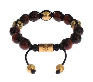 Radiant Red Tiger Eye & Cz Gold Bracelet - Luxury for You