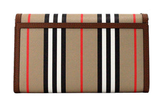 Hannah Icon Stripe Archive Tan E-canvas Leather Wallet Crossbody Bag