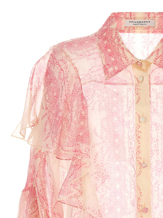 Silk Crépon Shirt Ruffles