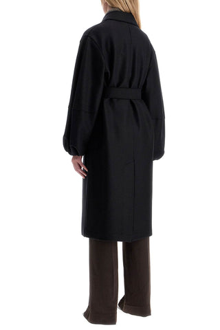 Pressed Wool Robe Coat With Nine Words