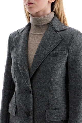 Single-breasted Coat In Pressed Wool