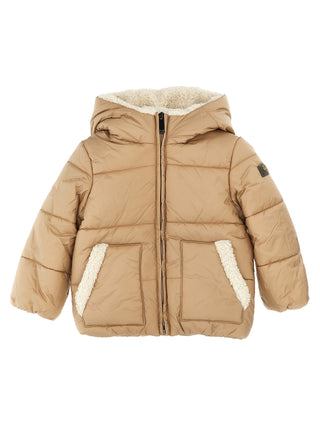 Shearling Details Hooded Down Jacket