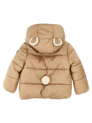 Shearling Details Hooded Down Jacket