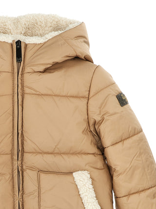 Shearling Details Hooded Down Jacket