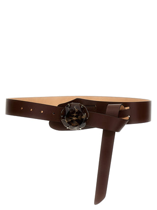 Jewel Buckle Leather Belt