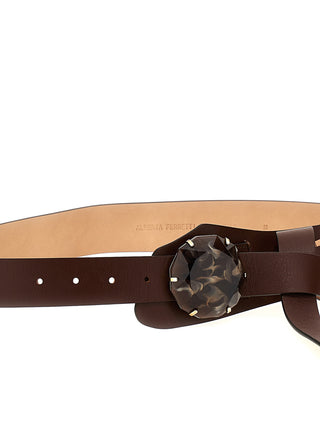 Jewel Buckle Leather Belt