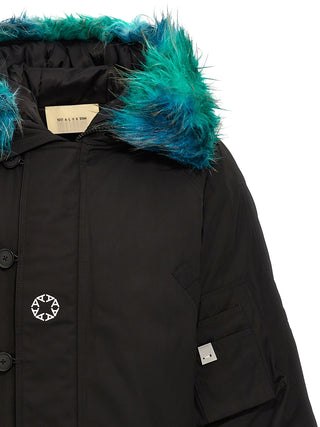 Nylon Logo Parka With Print Down Jacket