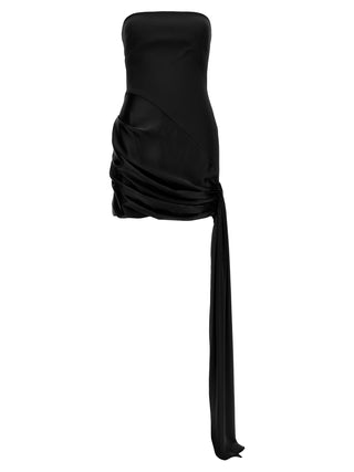 Asymmetric Hem Strapless Mini Dress