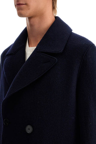 Double-breasted Wool Coat In Boiled