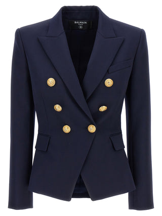 Logo Button Double-breasted Blazer