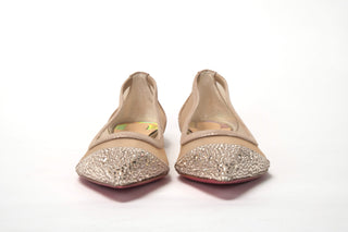 Silver Flat Point Toe Crystals Shoe