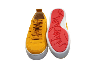 Happyrui Flat Yellow Suede Laceup Sneakers