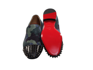 Spooky Flat Camouflage And Studded Slip On Shoes