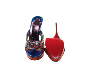 Multitaski Alta 120 Multicoloured Leather Knotted Strappy High Heel Mules