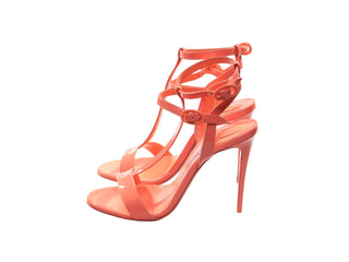 Mara 100 Drag Orange Patent Leather Strappy High Heels