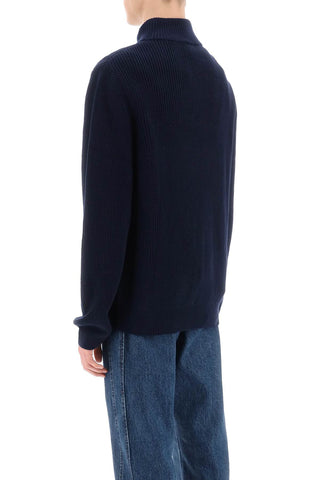 Sweater With Partial Zipper Placket