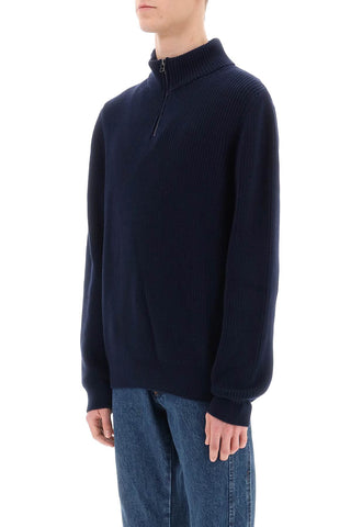 Sweater With Partial Zipper Placket