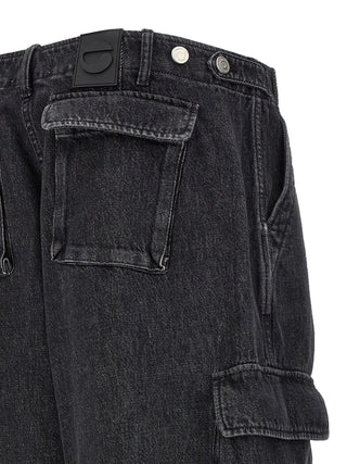 Denim Wide Leg Cargo Jeans